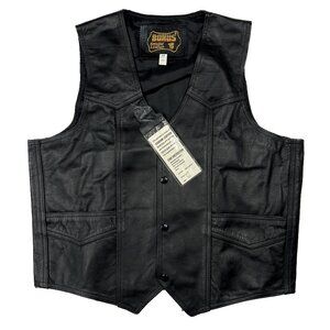Vintage BONUS Vintage Genuine Leather Snap-Up Motorcycle Vest Size EU 46 - NWT